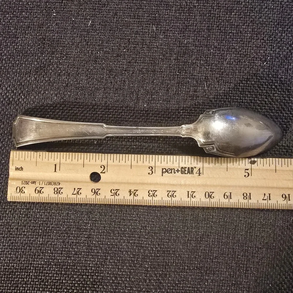 X6 Oneida GRECIAN Silverplate Dessert Spoon Rogers Greek Key Flatware 5 3/4
